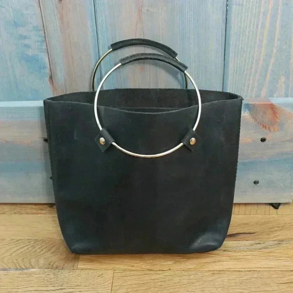 Black Tribe Alive Nubuck Leather Minimalist Chic Simple Purse Mini Bag Handbag - Picture 2 of 10